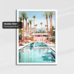 Vibrant Palm Springs California Pastel Abstract Oil Painting Framed Poster Print & Canvas Wall Decor Art Bedroom Home Interior Gift - thumbnail 3