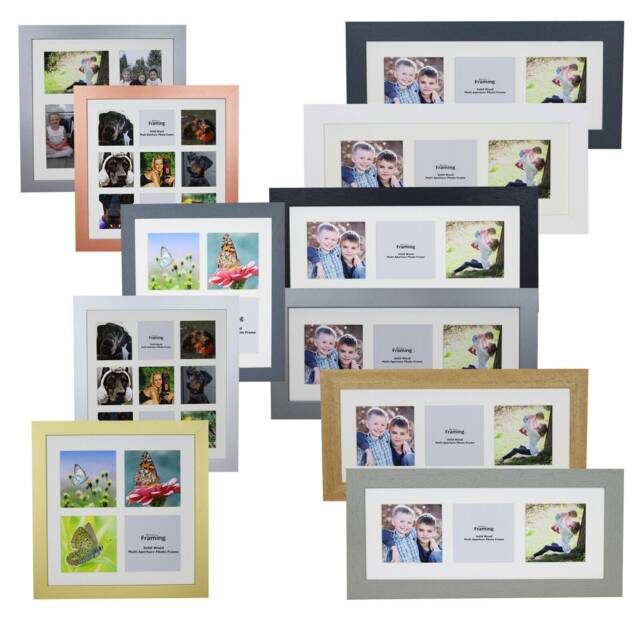 Real Wood Square Multi Aperture Photo Picture Frame Instagram Wide Collage - White - image 1