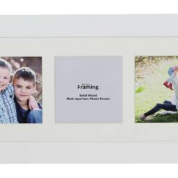 Real Wood Square Multi Aperture Photo Picture Frame Instagram Wide Collage - White - thumbnail 2