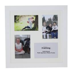 Real Wood Square Multi Aperture Photo Picture Frame Instagram Wide Collage - White - thumbnail 3