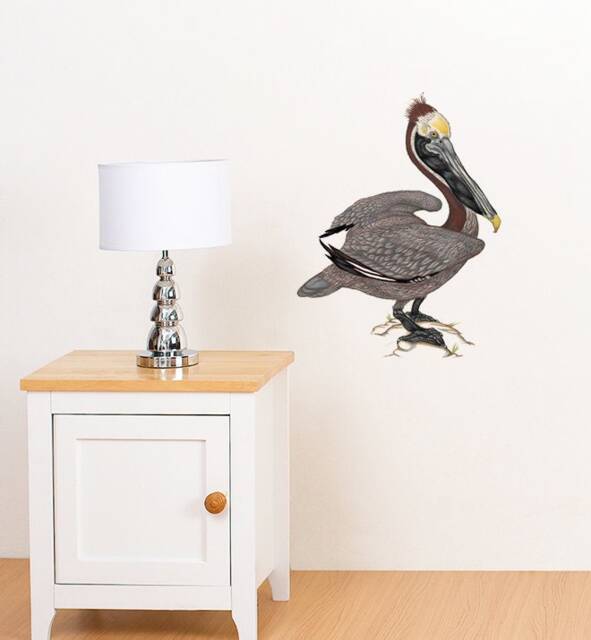 Brown Pelican Bird Wall Sticker Decal - Kids Stickers, Animals Childrens Decals, Art, Room, Girl, Boy