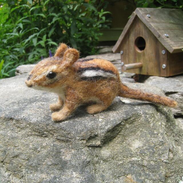 Chippi The Chipmunk, Needle Felted Animal Fiber Art - image 1