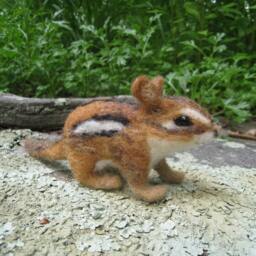 Chippi The Chipmunk, Needle Felted Animal Fiber Art - thumbnail 3