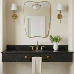 Curved Bathroom Mirror - Vanity Organic Asymmetrical Brass - thumbnail 2