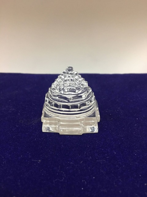 Hand Carved Clear Quartz Shri Yantra, Sphatik Lakshmi Vastu Crystal Home Decor - image 1