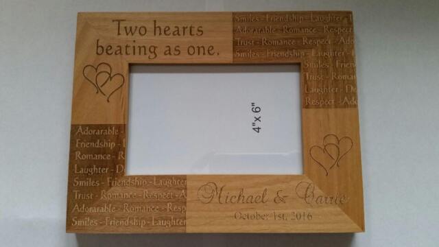 Personalized Laser Engraved Alder Wood Picture Frame For Wedding Anniversary Christmas Gift Two Hearts Beating As One
