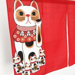 Japanese Cat Noren, Door Curtain Panel, Red Curtain, Noren Japanese Fabric, Wall Tapestry Fabric Panel - thumbnail 4