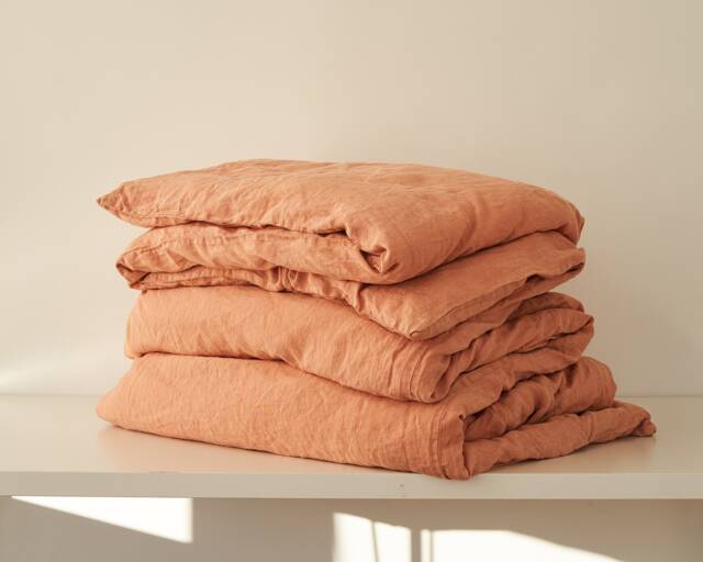 Peach Pie Linen Duvet Cover European Bedding, King & Queen - image 1