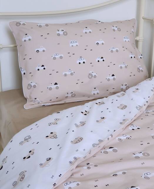 Cars Single Bedding Set Boys , Bedding, Kids Room Decor Pure Cotton Reversible, Beige Bedroom, Cars, Tractors, Trucks - image 1