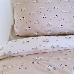 Cars Single Bedding Set Boys , Bedding, Kids Room Decor Pure Cotton Reversible, Beige Bedroom, Cars, Tractors, Trucks - thumbnail 3