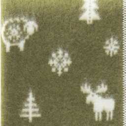 Winter Forest Wool Blanket - Moss Green, Red & White Throw Fully Reversible - thumbnail 3