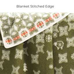 Winter Forest Wool Blanket - Moss Green, Red & White Throw Fully Reversible - thumbnail 4