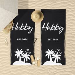 Honeymoon Wedding Beach Towels, Hubby, Wifey, Mr & Mrs, His & Hers, Newleywed Gift, Set Of Two, Anniversary Gift - thumbnail 4