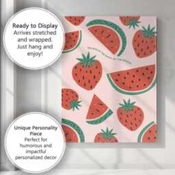 Playful Strawberry Watermelon Summer Fruit Pattern Canvas Wall Art Print Decor Picture Ready To Hang - thumbnail 3