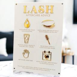 Lash Aftercare Advice 3D Acrylic Sign - Aesthetics Display Signage Beauty Clinic Wall Decor Salon Information A3 Size - thumbnail 2