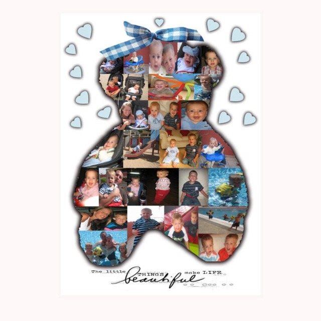 Teddy Bear Photo Collage Babys Nursery Christening Gift 1st Birthday Godparents Unique Customised Baby Boy Girl A3 Print