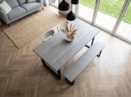 Scandinavian Silk Grey Dining Table, Solid Wood - Handmade Custom Sizes 80-240cm, Made To Order UK Free Delivery