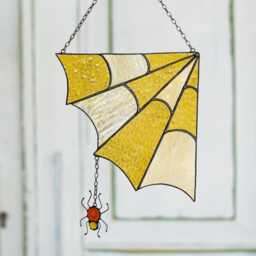 stain Glass Spider Web Cobweb Net Suncatcher Yellow Home House Decor Window Wall Hangings - thumbnail 3
