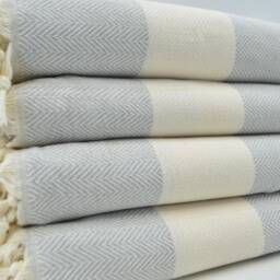 "Light Gray Blanket, Long Blanket, Beach Throw, Home Decor, Zigzag Blanket, Turkish Blanket, Herringbone Blanket, 79""x95" - thumbnail 3