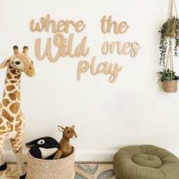 Where The Wild Ones Play Script Sign Bedroom Home Door Wall Decor Black Sticker Wooden Made in UK 3M Glue - thumbnail 2