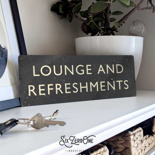 Lounge & Refreshments Metal Sign Vintage Worn Rusty Look Print Train Station Replica Shabby Chic Platform - image 1
