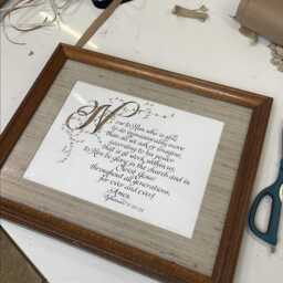 Ephesians 320-21 Calligraphy Art Print, Gold Lettering - 8.5x11 Paper Only - thumbnail 2