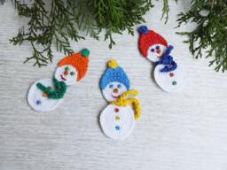 Crochet Snowman Set Of 3 Christmas Tree Decor Ornaments, Home