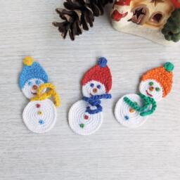 Crochet Snowman Set Of 3 Christmas Tree Decor Ornaments, Home - thumbnail 4