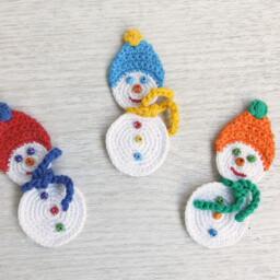 Crochet Snowman Set Of 3 Christmas Tree Decor Ornaments, Home - thumbnail 2