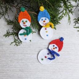Crochet Snowman Set Of 3 Christmas Tree Decor Ornaments, Home - thumbnail 3