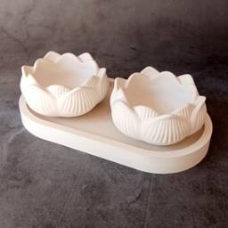 Lotus Concrete Tea Light Holder Set Minimalist Table Decor - thumbnail 4