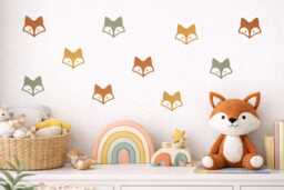 Fox Wall Decals Set Of 40 - Woodland Nursery Stickers Cute Animal Vinyl Removable Kids Room Decor 2.5 Inch Faces