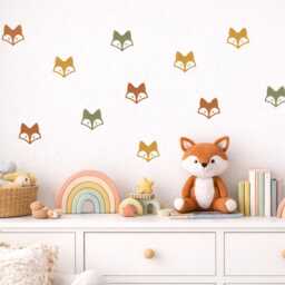 Fox Wall Decals Set Of 40 - Woodland Nursery Stickers Cute Animal Vinyl Removable Kids Room Decor 2.5 Inch Faces - thumbnail 3