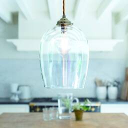 Walcot Glass Pendant Light, Antiqued Brass Kitchen Island Lighting - thumbnail 1