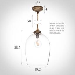 Walcot Glass Pendant Light, Antiqued Brass Kitchen Island Lighting - thumbnail 2