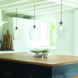 Walcot Glass Pendant Light, Antiqued Brass Kitchen Island Lighting - thumbnail 3
