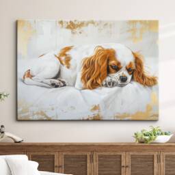 King Charles Spaniel Gold Dog Oil Painting Framed Poster Print Or Canvas Wall Decor Art Bedroom Home Interior Gift For Pet Lover - thumbnail 1