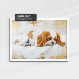 King Charles Spaniel Gold Dog Oil Painting Framed Poster Print Or Canvas Wall Decor Art Bedroom Home Interior Gift For Pet Lover - thumbnail 3