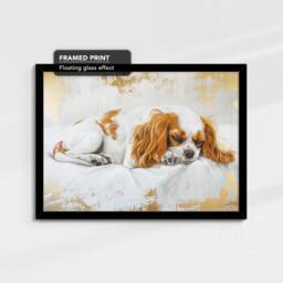 King Charles Spaniel Gold Dog Oil Painting Framed Poster Print Or Canvas Wall Decor Art Bedroom Home Interior Gift For Pet Lover - thumbnail 2