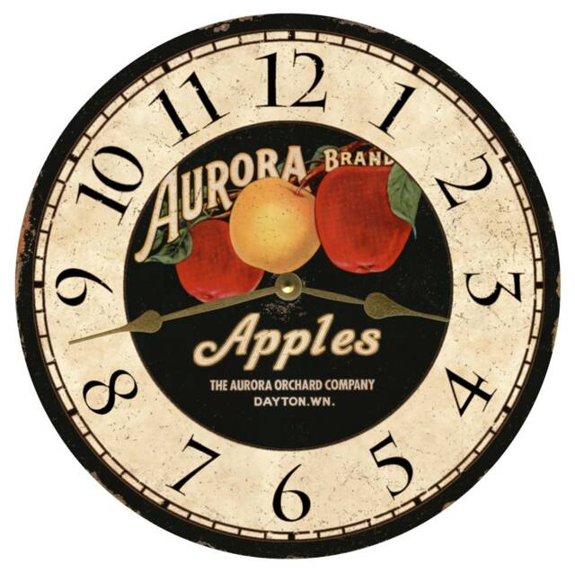 Vintage Apple Kitchen Clock - Rustic Wall Clock - image 1