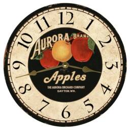 Vintage Apple Kitchen Clock - Rustic Wall Clock
