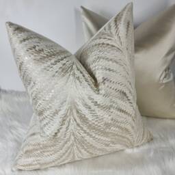 Luxury Cream & Gold Metallic Luxor Cushion Cover New Home Sofa & Bed Designer Handmade - thumbnail 2