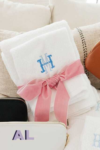 Embroidered Guest Towels // Bath & Hand Towel, Monogram Towels, Custom Bathroom Monogrammed - image 1