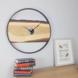 Handmade Oak Wall Clock With Black Steel Ring, Large 23 - thumbnail 3