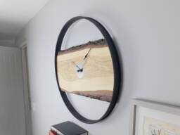 Handmade Oak Wall Clock With Black Steel Ring, Large 23 - thumbnail 1