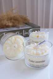 Handmade Daisy Flower Soy Candle, Relaxing Home Decor, Natural Scented Candle