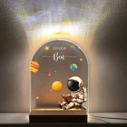 Personalized Astronaut Led Night Light Custom Space Nursery Decor - thumbnail 2