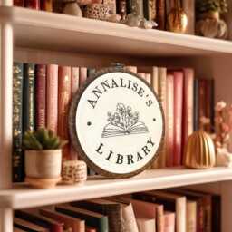 Personalised Embroidered Book Shelf Library Sign - Bookish Wall Decor, Perfect For Lovers & Bookworms - thumbnail 2