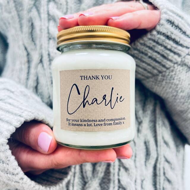 Personalised Name & Message Thank You Candle Gift - image 1
