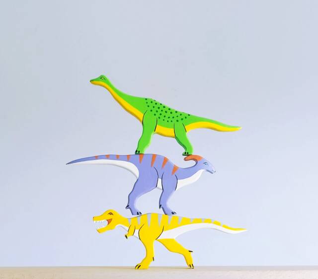 Handmade Wooden Dinosaur Toy Set Montessori Educational Toys - image 1